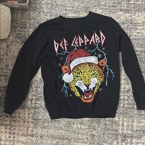 Black Sweater with Festive Leopard Design